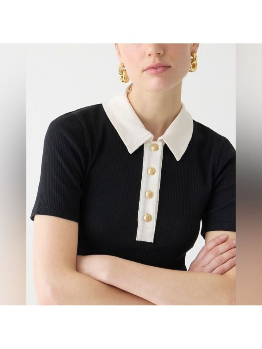 J. Crew NEW Vintage Rib Polo Tee Shirt, Size Medium